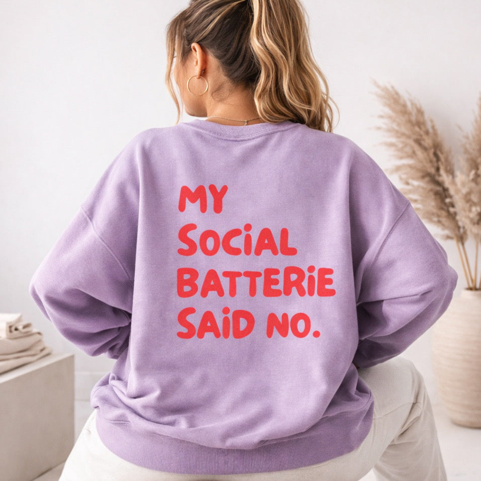 Bügelbild - My social Batterie said No (groß)