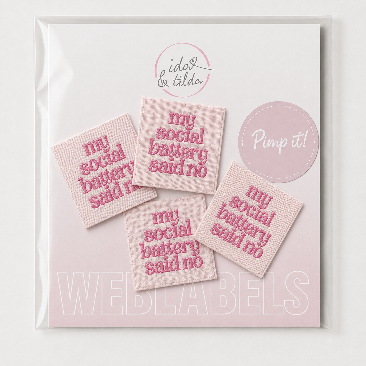 Weblabel "My social battery said no" 3,5 x 3,5cm