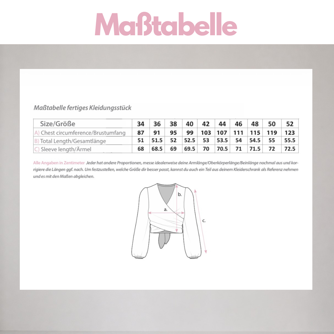 Nähpaket: Comfy Wickelbluse (Gr. 34-52)