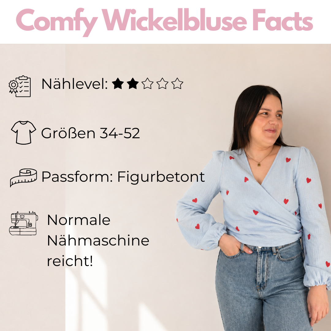 NĂ€hanleitung: Comfy Wickelbluse Gr.34-52