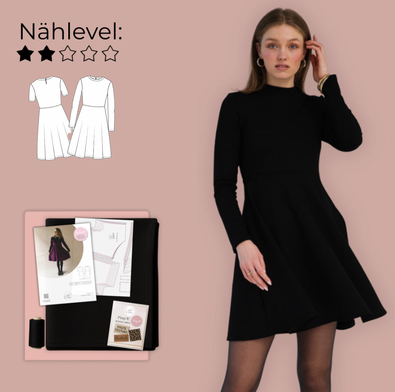 Nähpaket: Swingy Dress (Gr. 34-52)