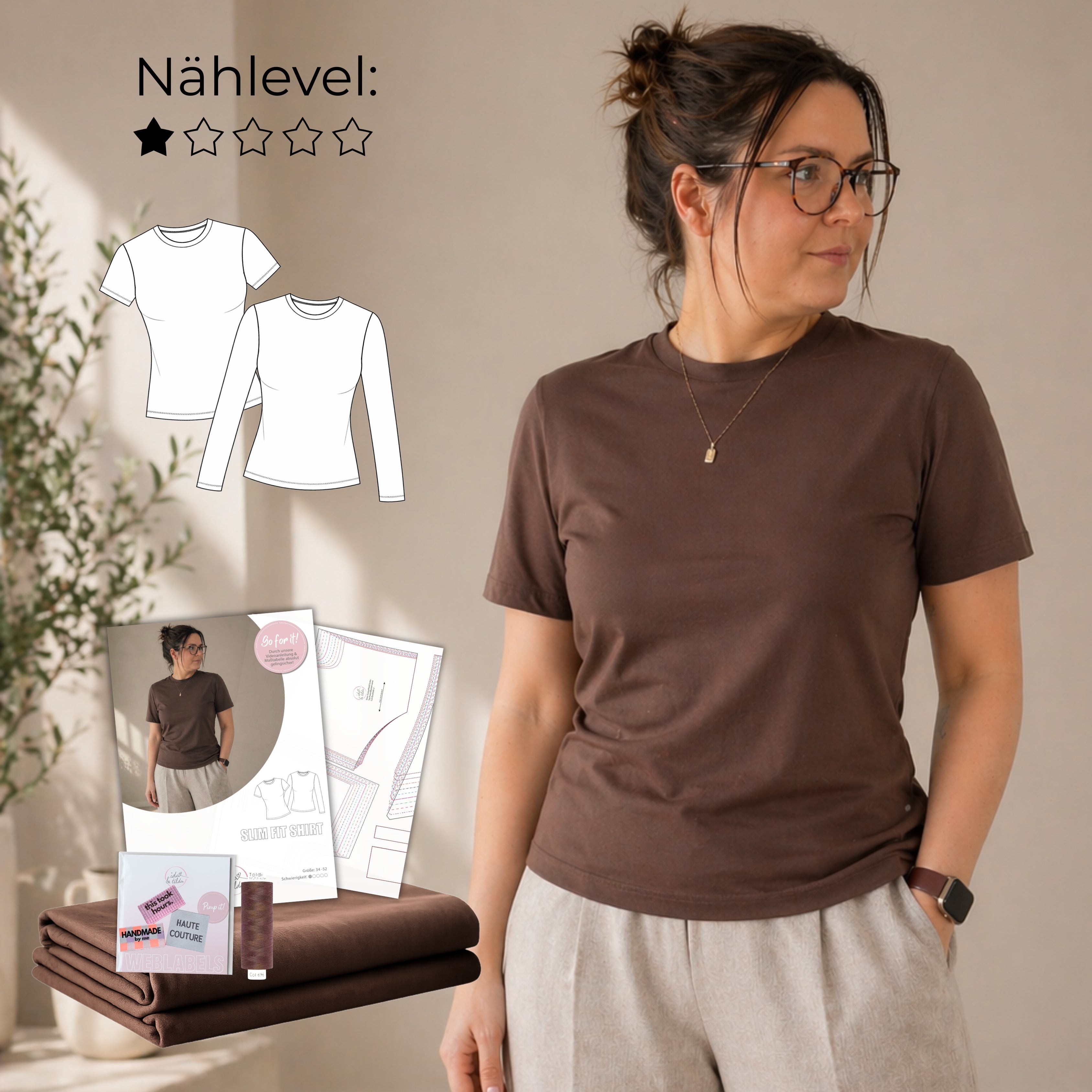 Nähpaket: Slim Fit Shirt aus Jersey (Gr. 34-52)