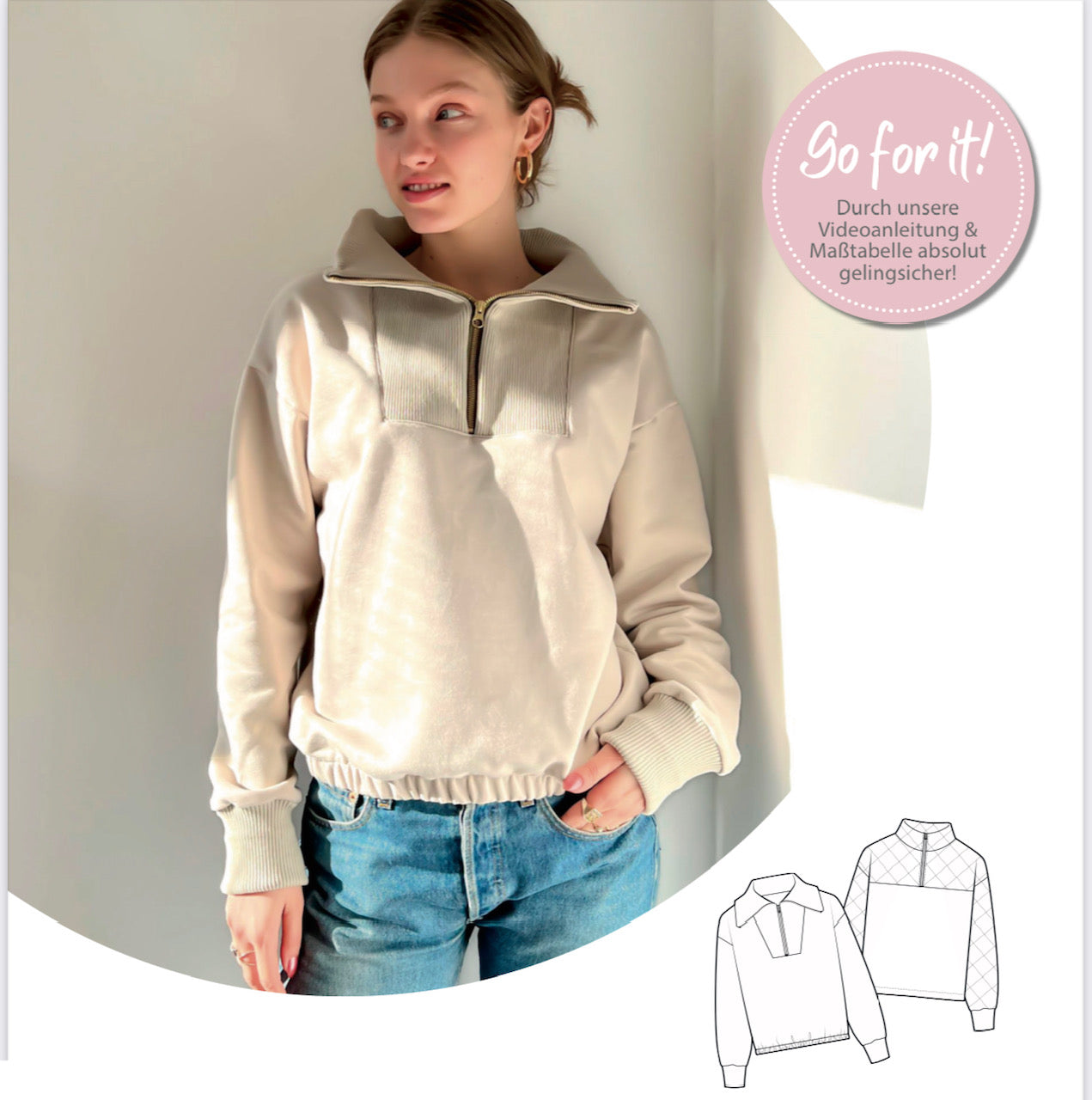 Nähanleitung: Cozy Troyer Damen Größe XS-XXL