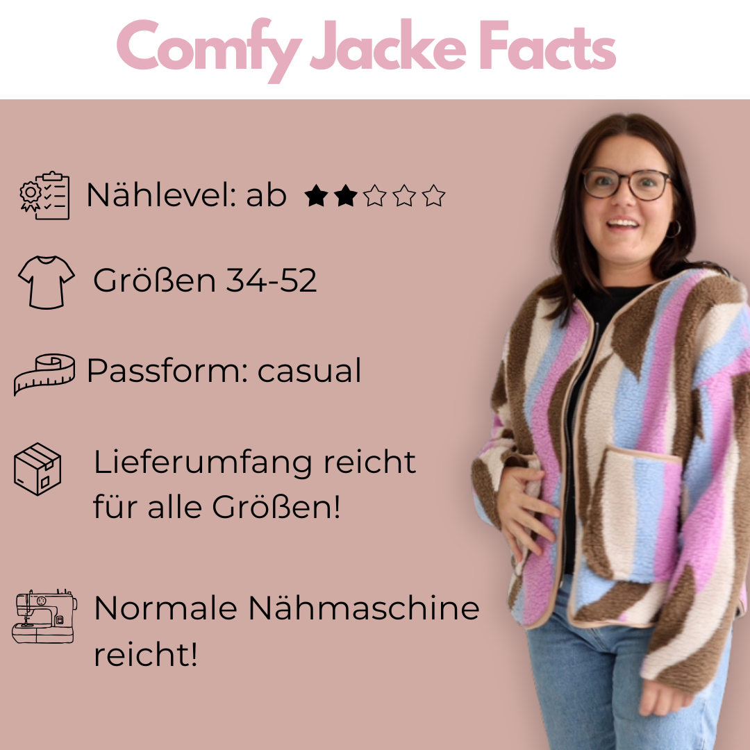 Nähpaket BUNDLE: Comfy Jacke, XL Tuch und Strickmütze (Gr. 34-52)