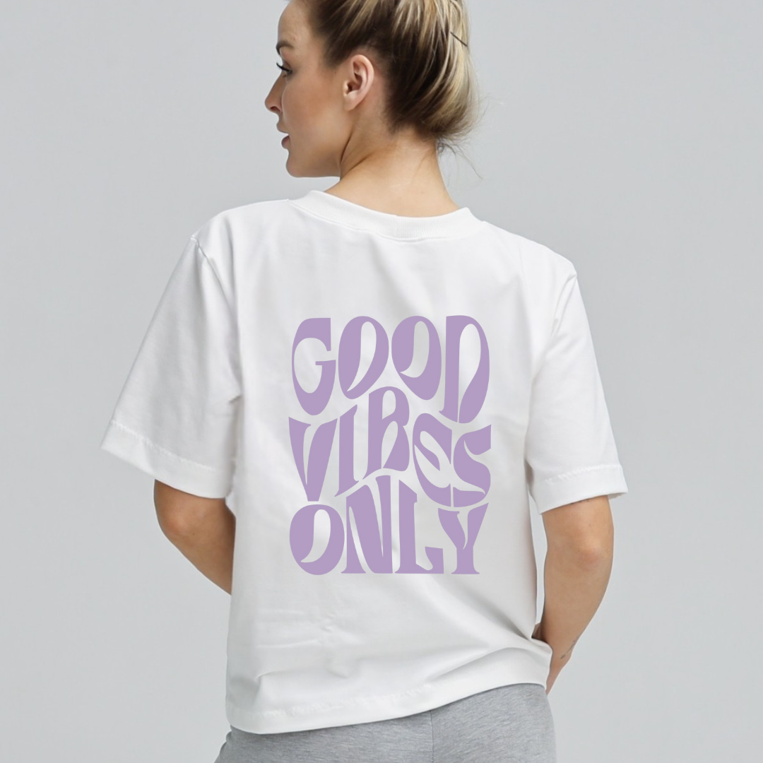 Bügelbild - Good Vibes Only Lila (groß)