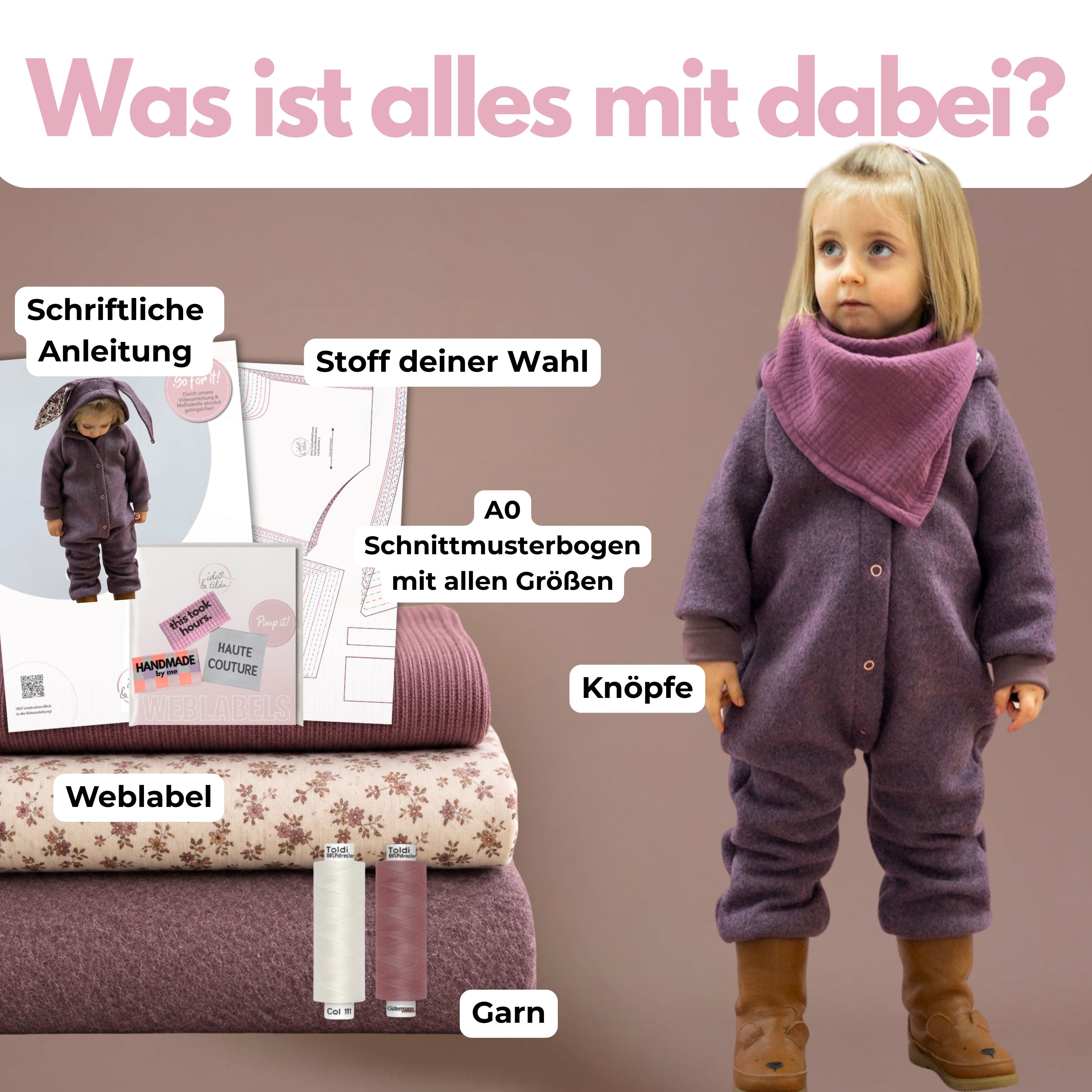 Nähpaket: Overall Tilda DIY Box Gr. 56-110