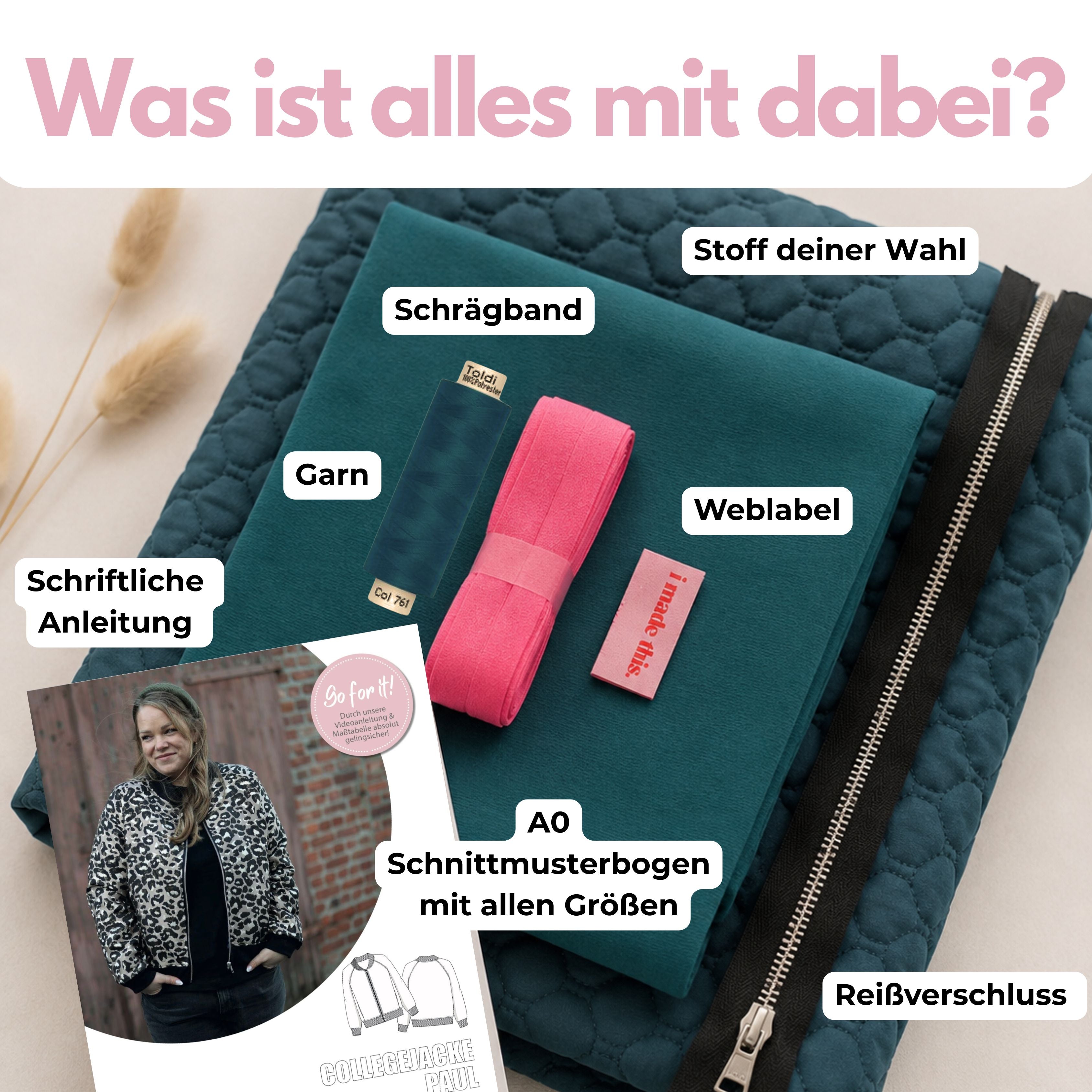 Nähpaket: Stepp-Collegejacke Paul Gr. 34-52