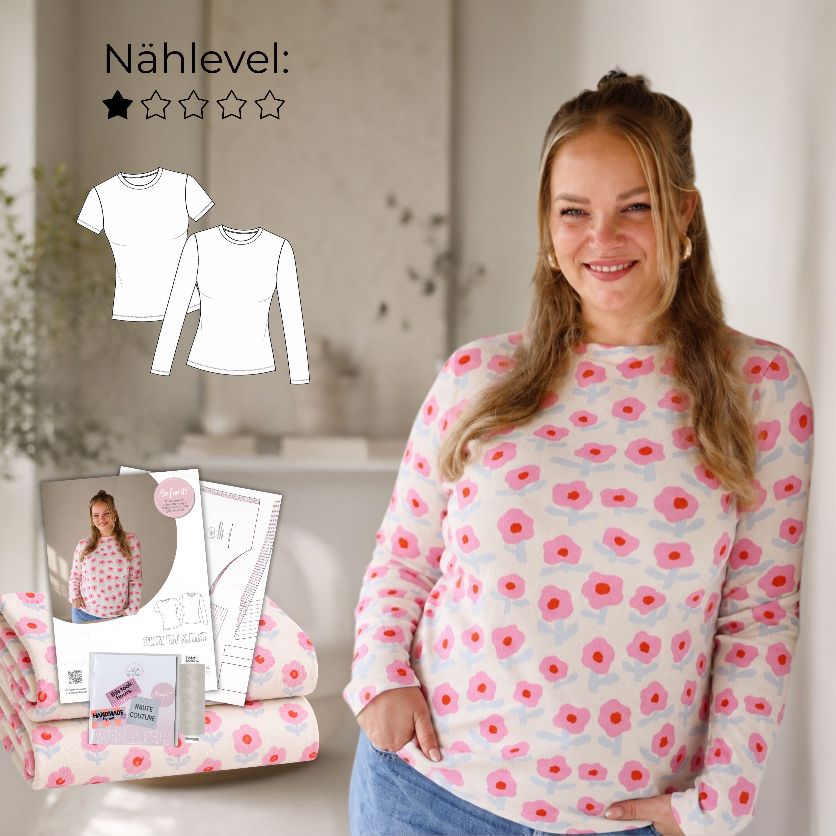 Nähpaket: Slim Fit Shirt aus Jersey (Gr. 34-52)