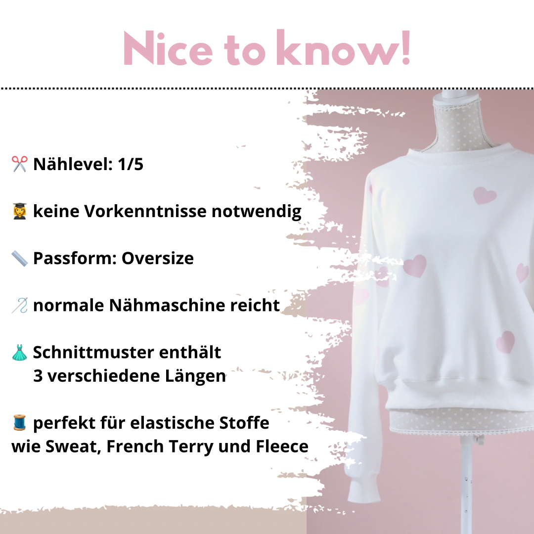 Nähanleitung: Lazy Sweater Größe XS-XXL