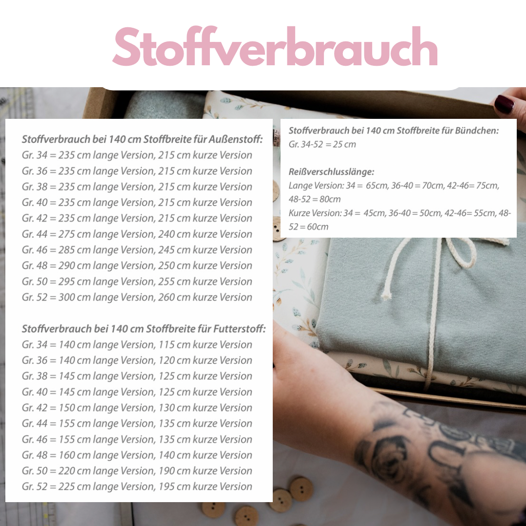 Nähanleitung: Jacke / Mantel Sarah Gr.34-52