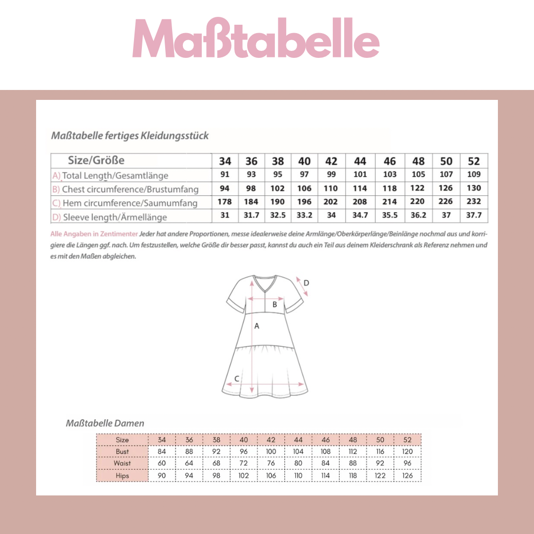 Nähanleitung: Kleid Sunny Gr.34-52
