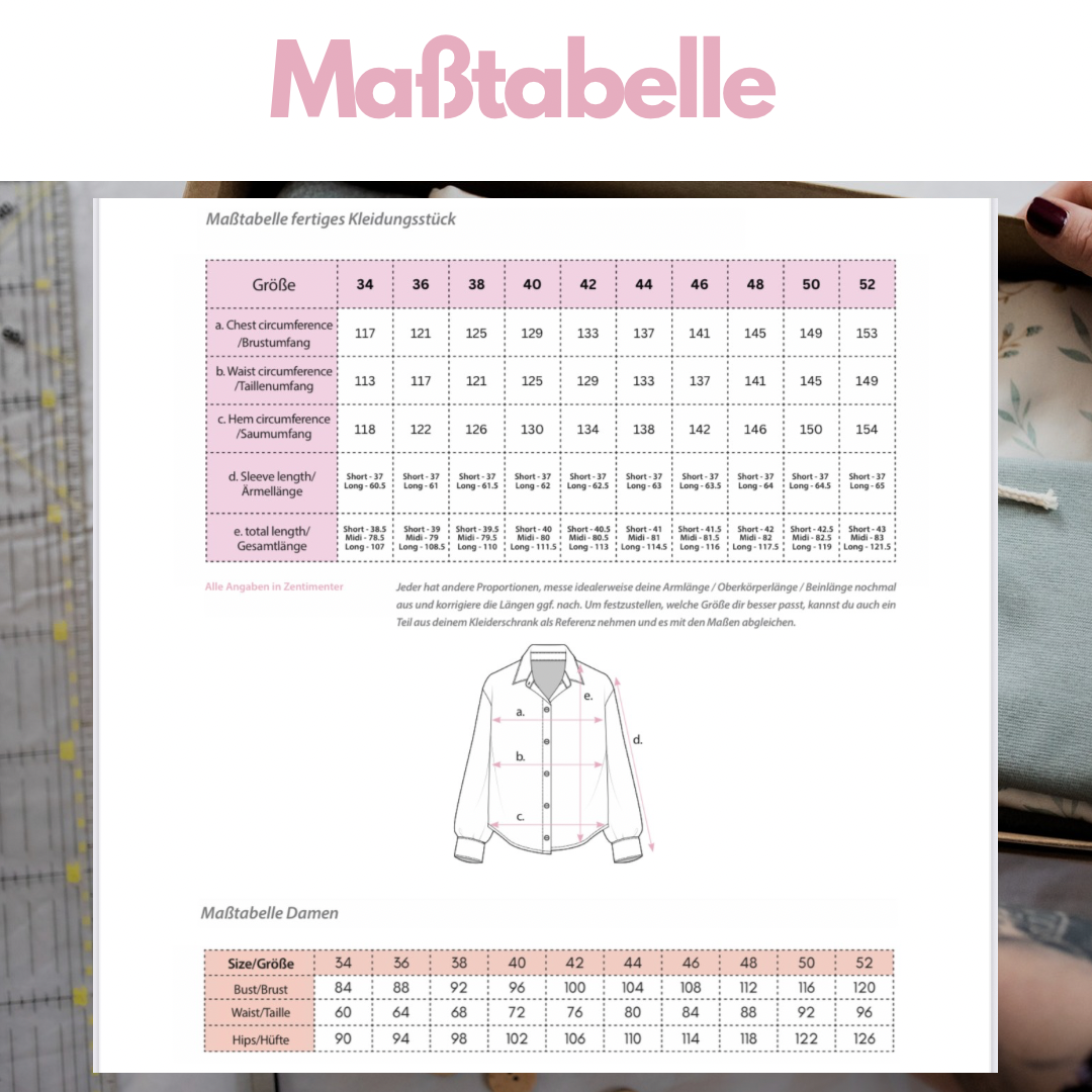 Nähanleitung: Classy Bluse Gr.34-52