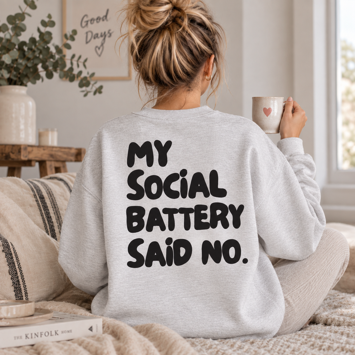 Bügelbild - My social Battery said No (mehrere Farben)
