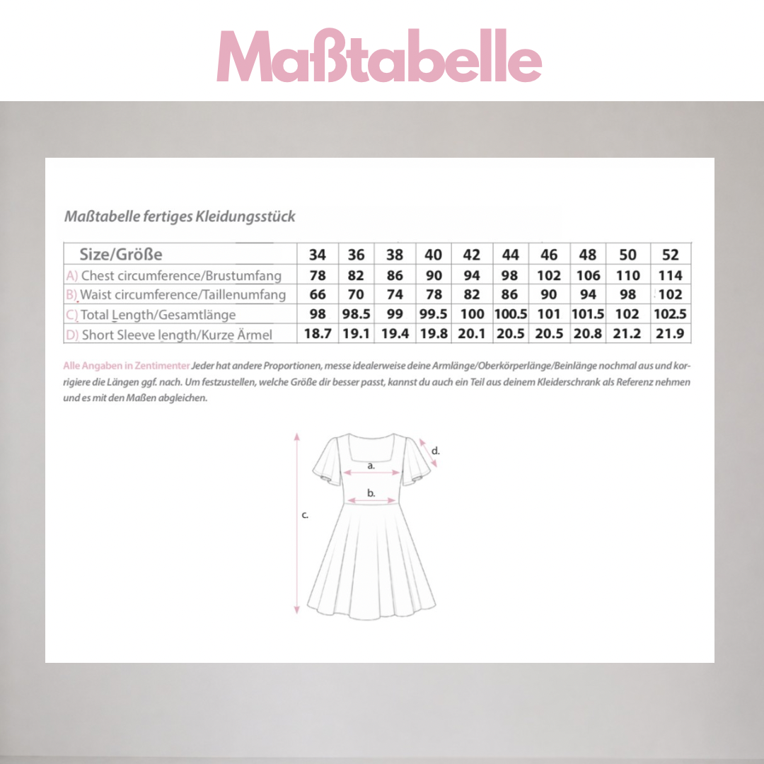 Nähanleitung: Kleid Flora Größe 34-52
