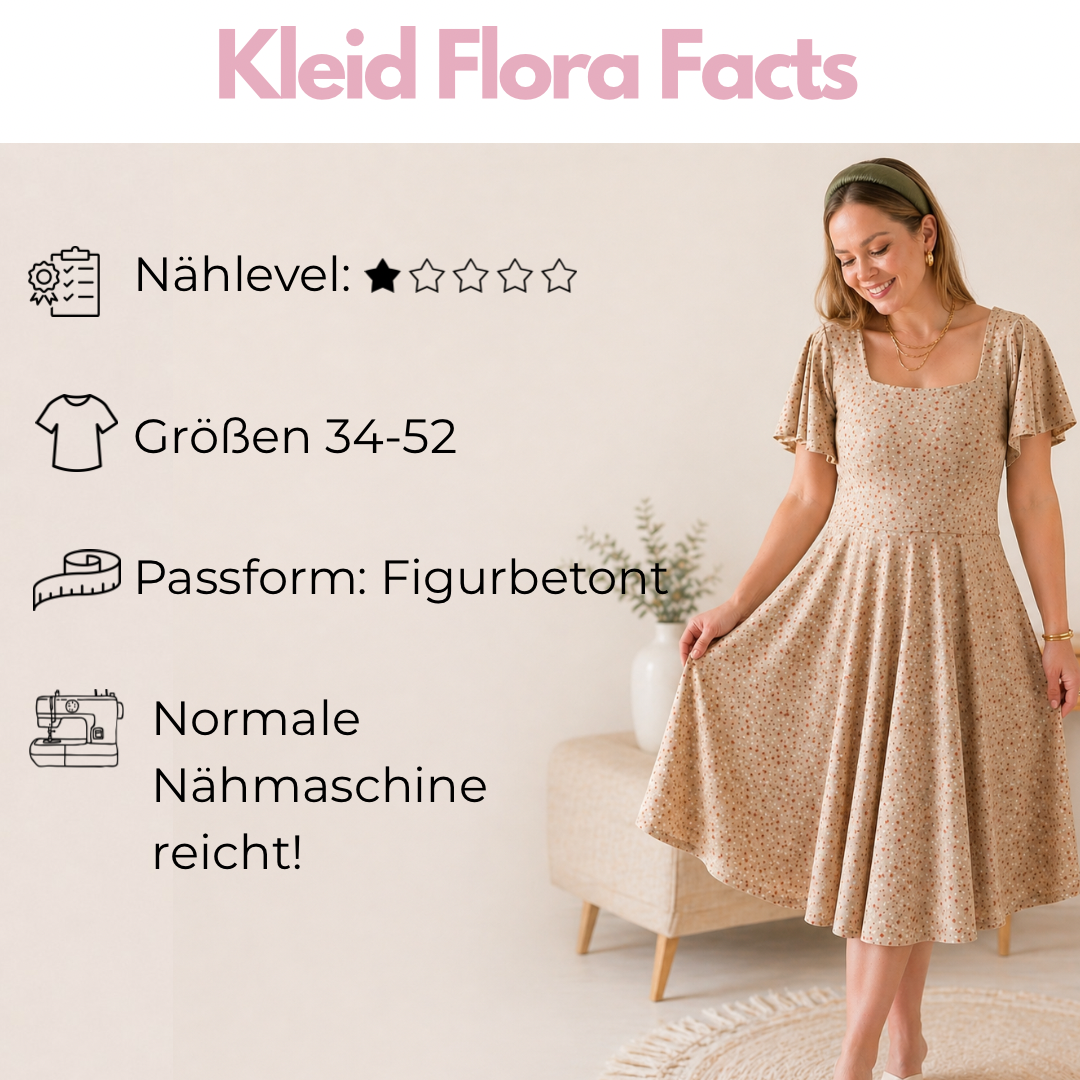 Nähanleitung: Kleid Flora Größe 34-52