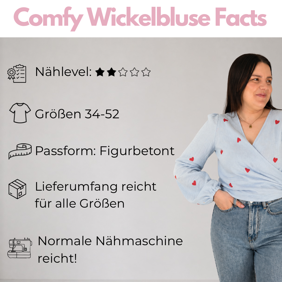 Nähpaket: Comfy Wickelbluse (Gr. 34-52)