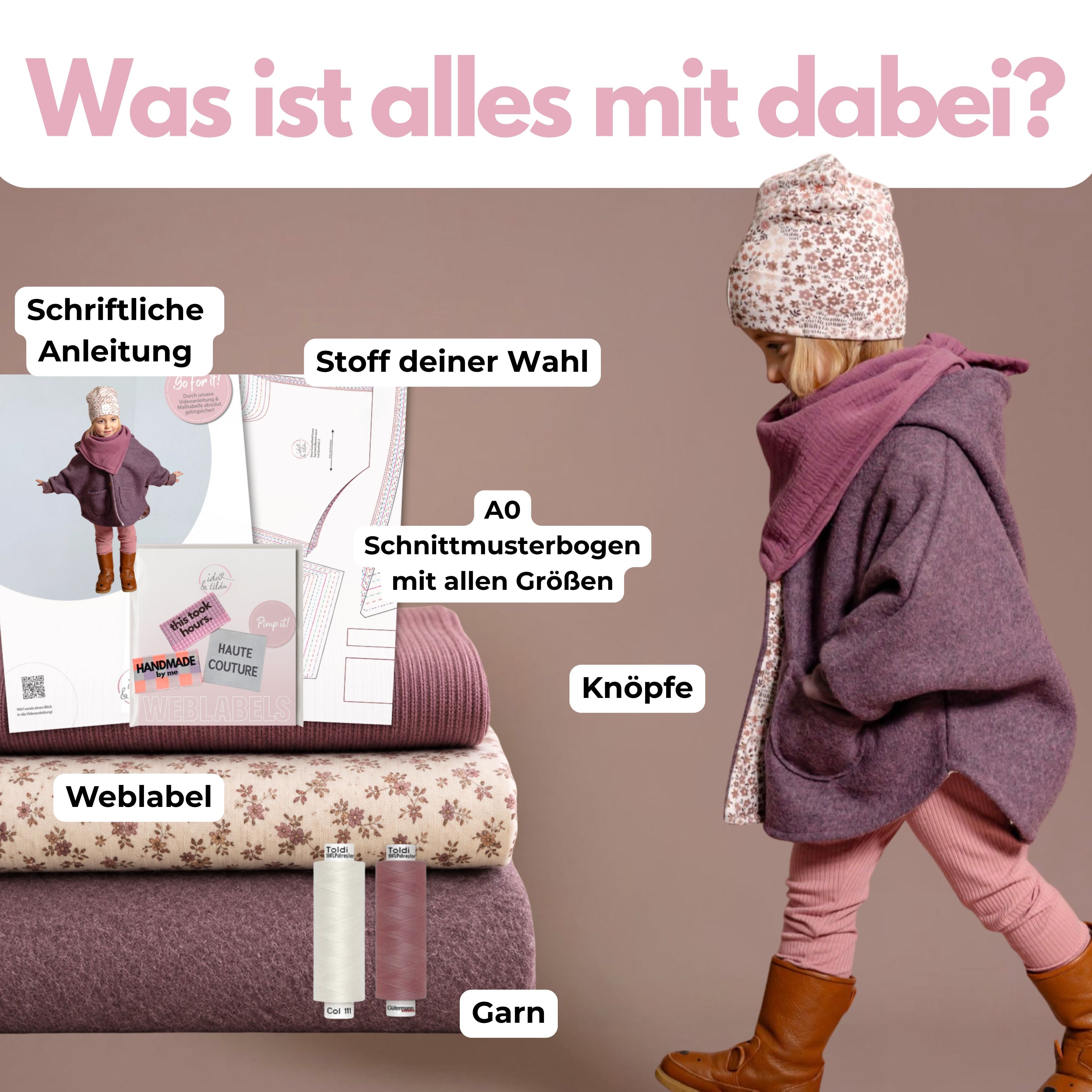 Nähpaket: Capejacke Maria DIY Box Gr. 86-134
