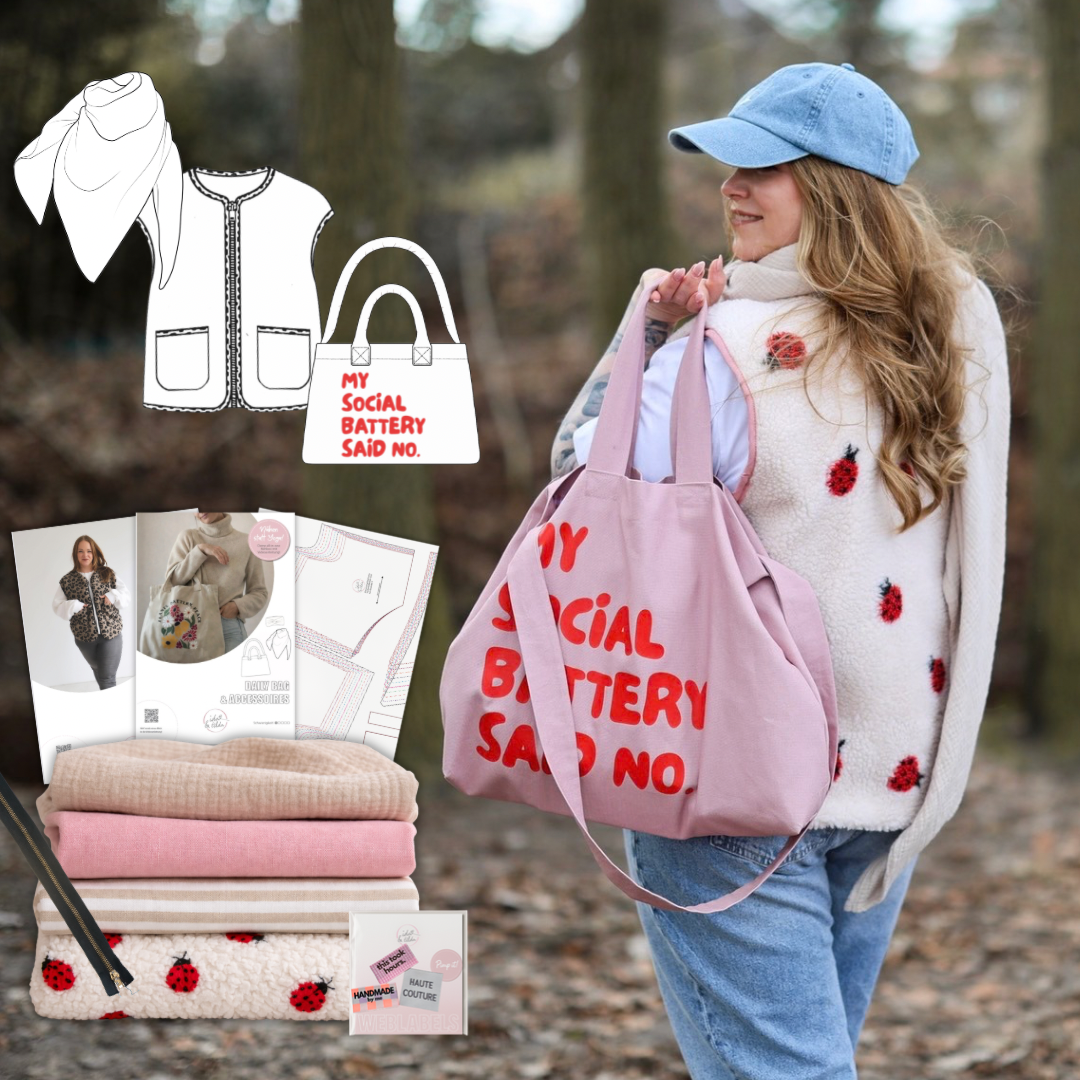 Nähpaket BUNDLE: Comfy Weste, XL Tuch und Tasche (Gr. 34-52)