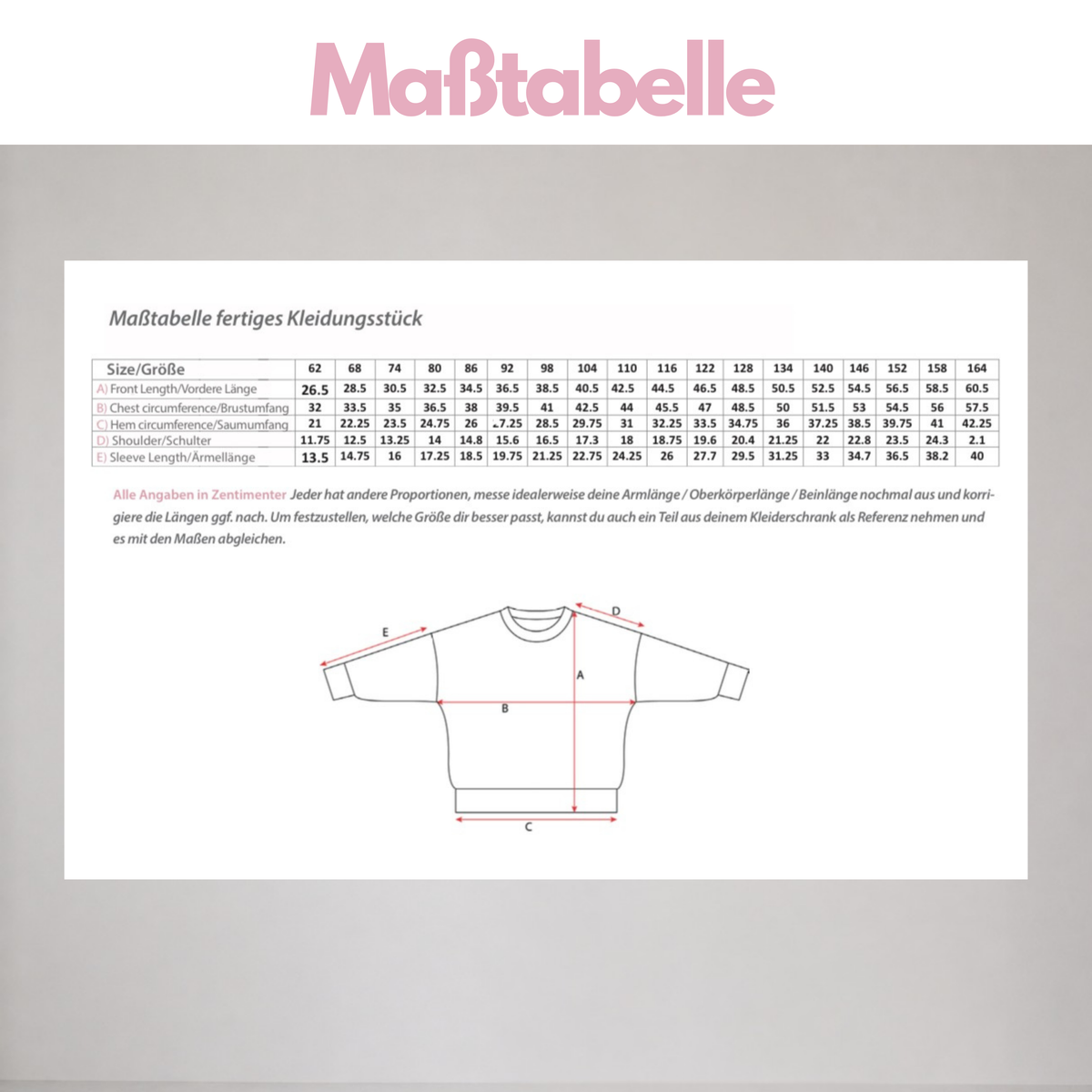 Nähanleitung: Lazy Sweater Kids Größe 62-164