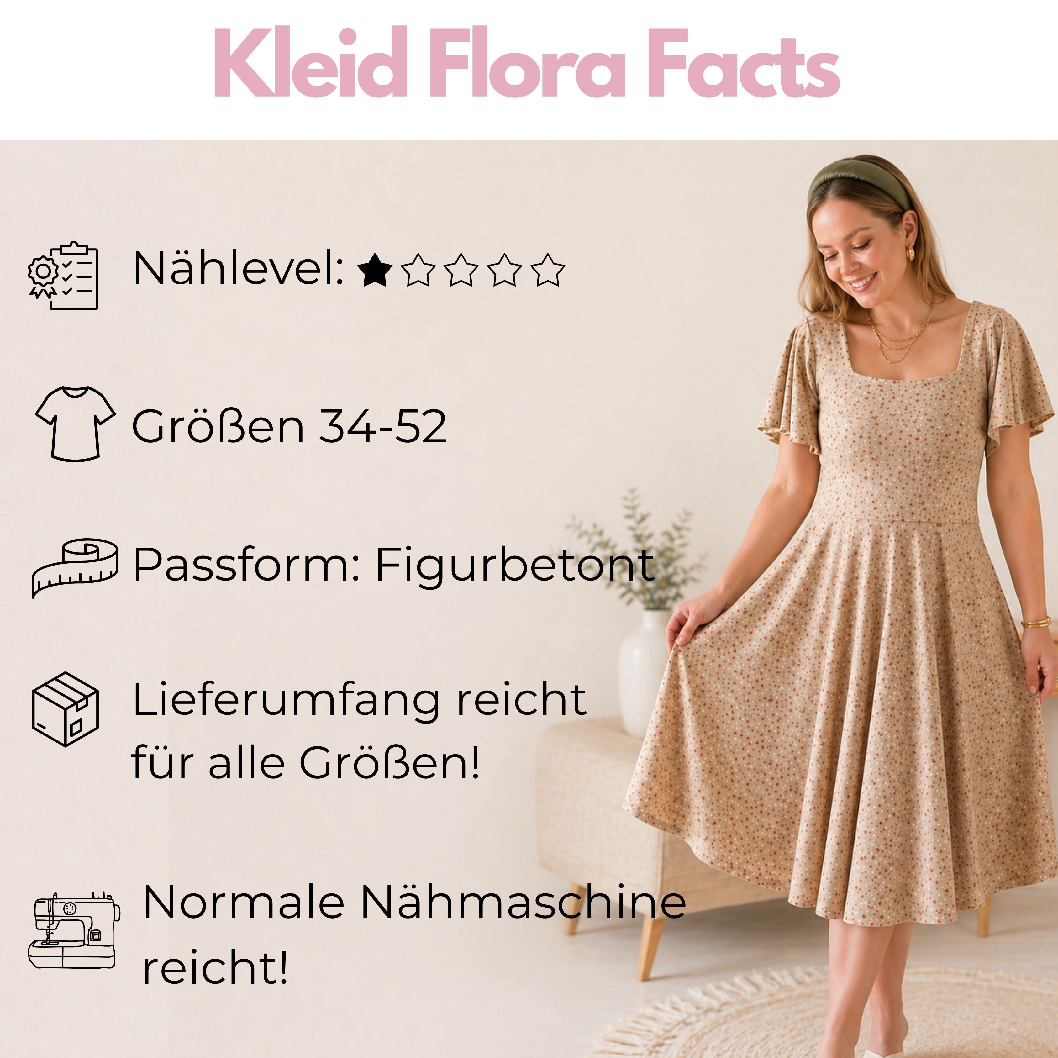 Nähpaket: Kleid Flora (Gr. 34-52)