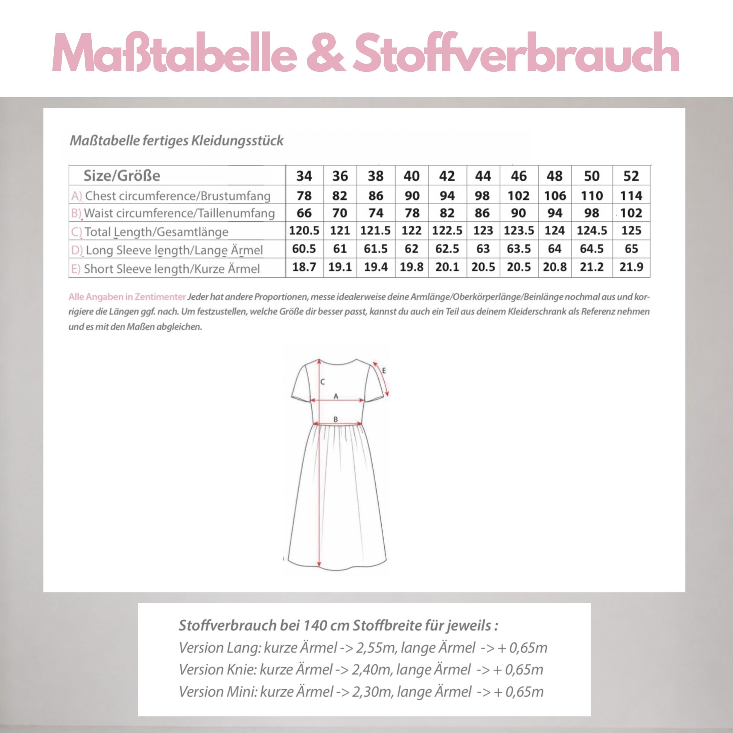 Nähanleitung: Kleid Paulina Größe 34-52
