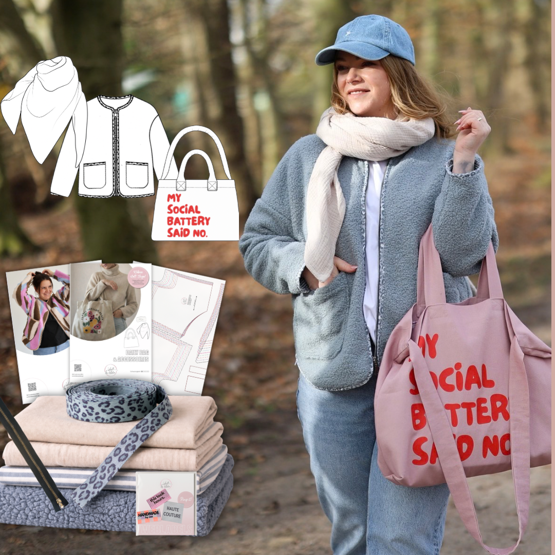 Nähpaket BUNDLE: Comfy Jacke, XL Tuch und Tasche (Gr. 34-52)