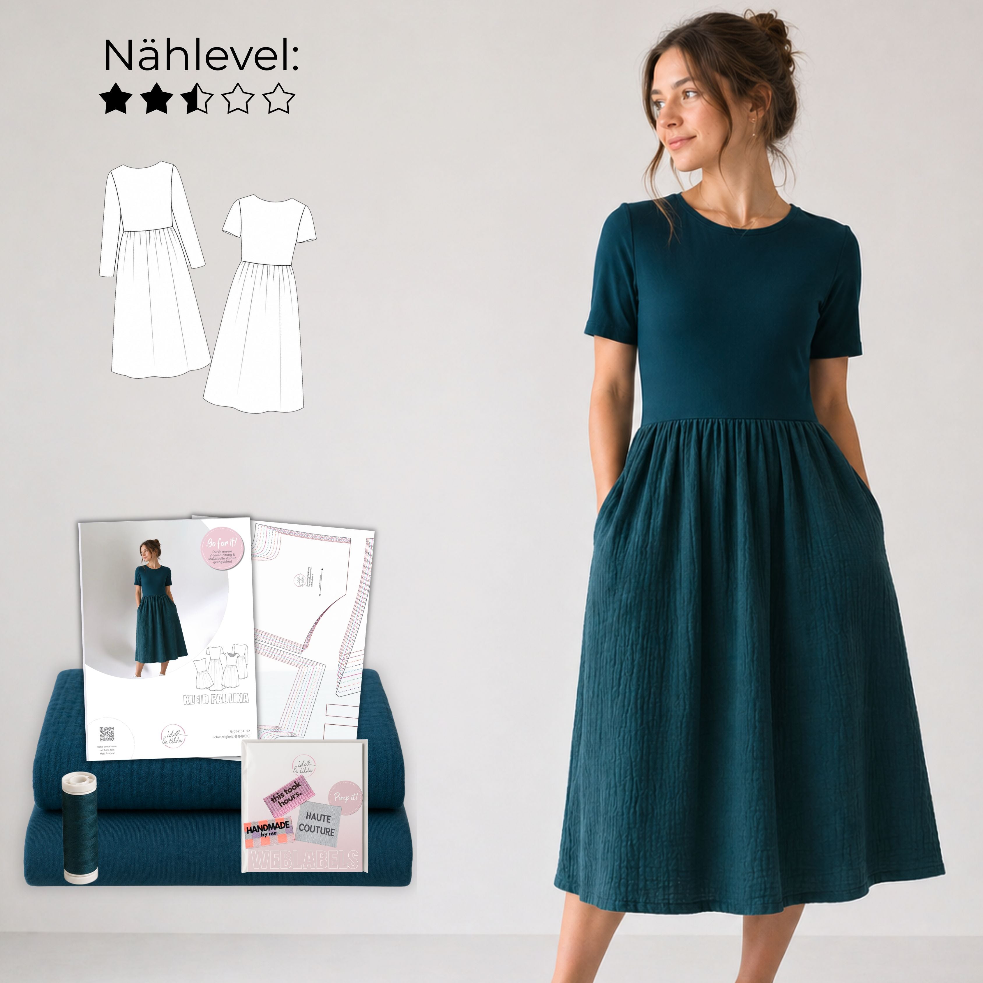 Nähpaket: Kleid Paulina (Gr. 34-52)