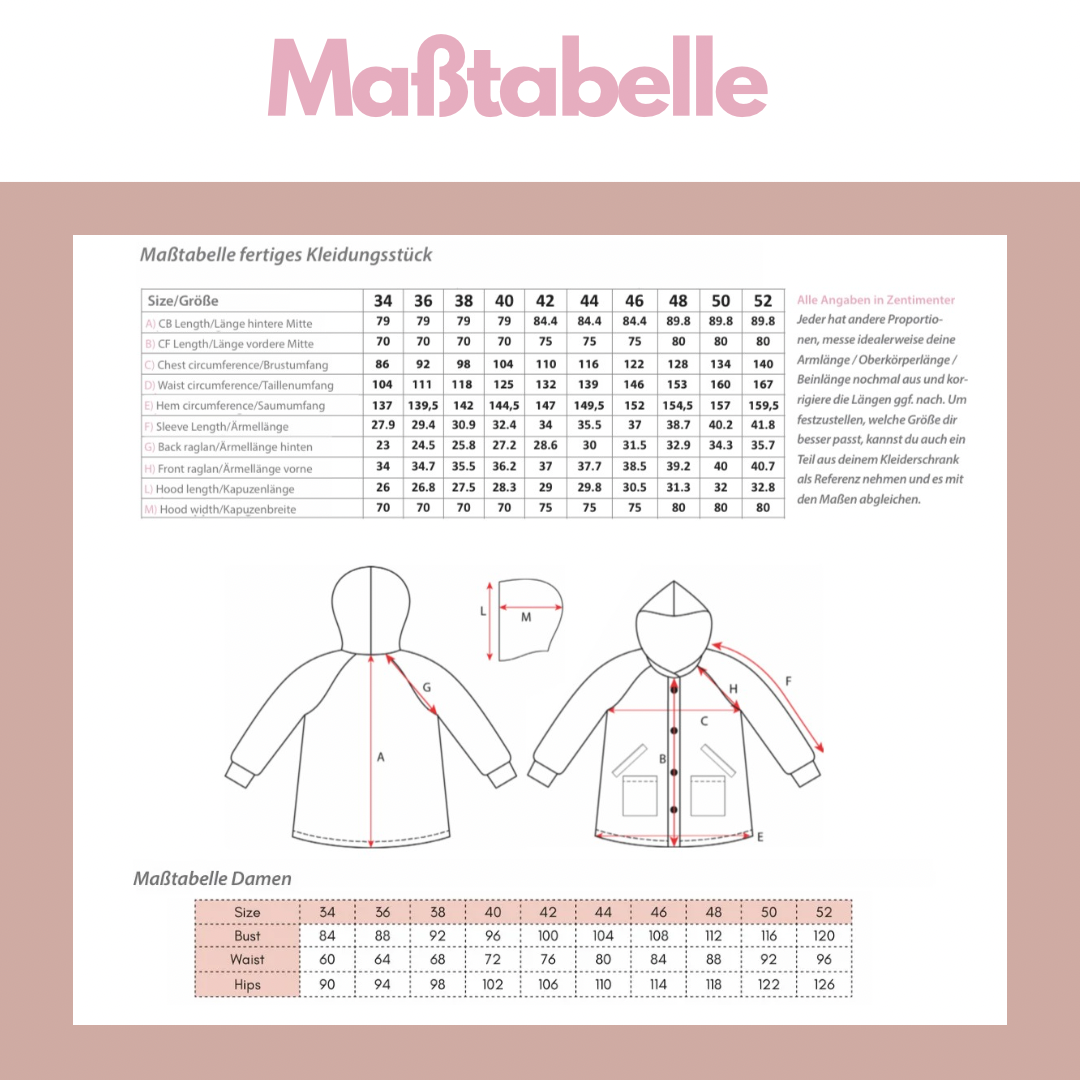 Nähanleitung: Jacke Loulu Größe 34-52
