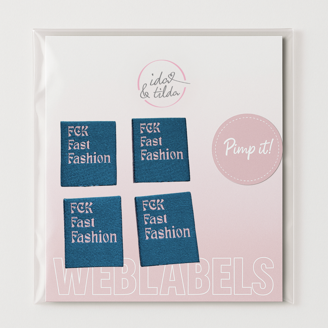 Weblabel "FCK Fast Fashion"  2cm x 4,4cm