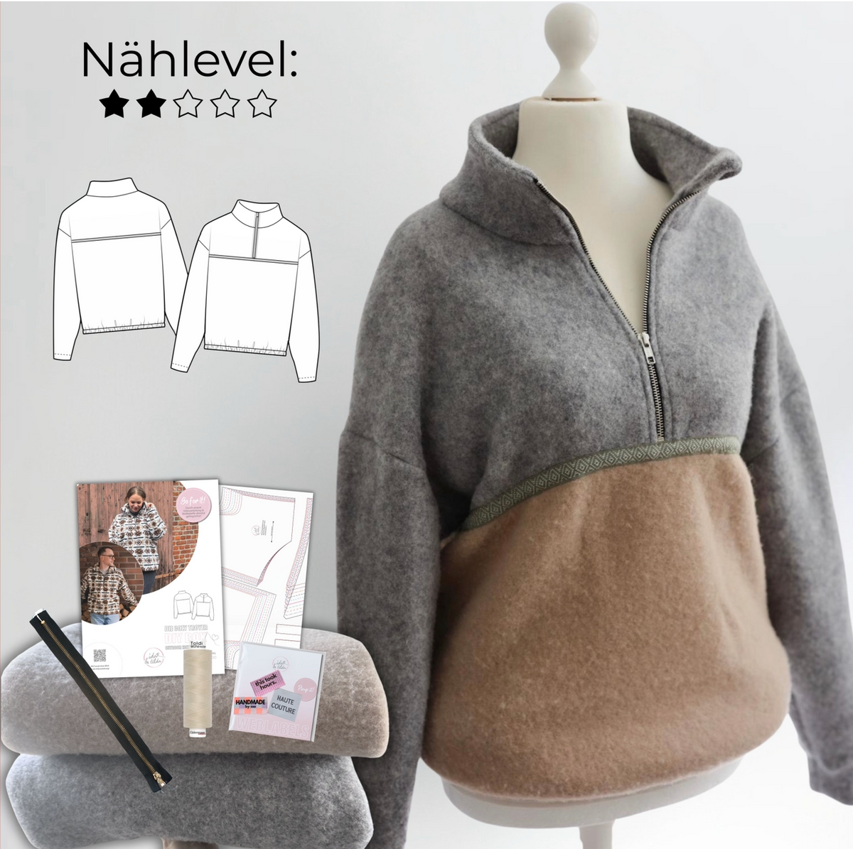 STORYSALE Nähpaket: Wollfleece Troyer (Gr. XS-XXL)